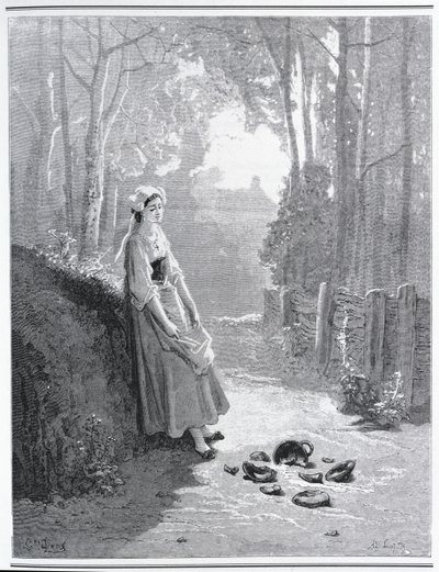 Illustration for The Milkmaid and the Milk Can, from 